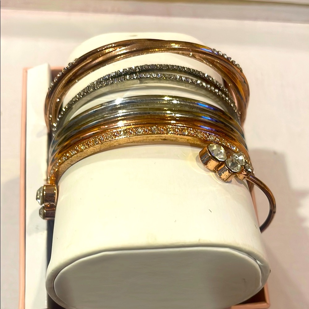 Gold and Silver Bangle Bracelet Set